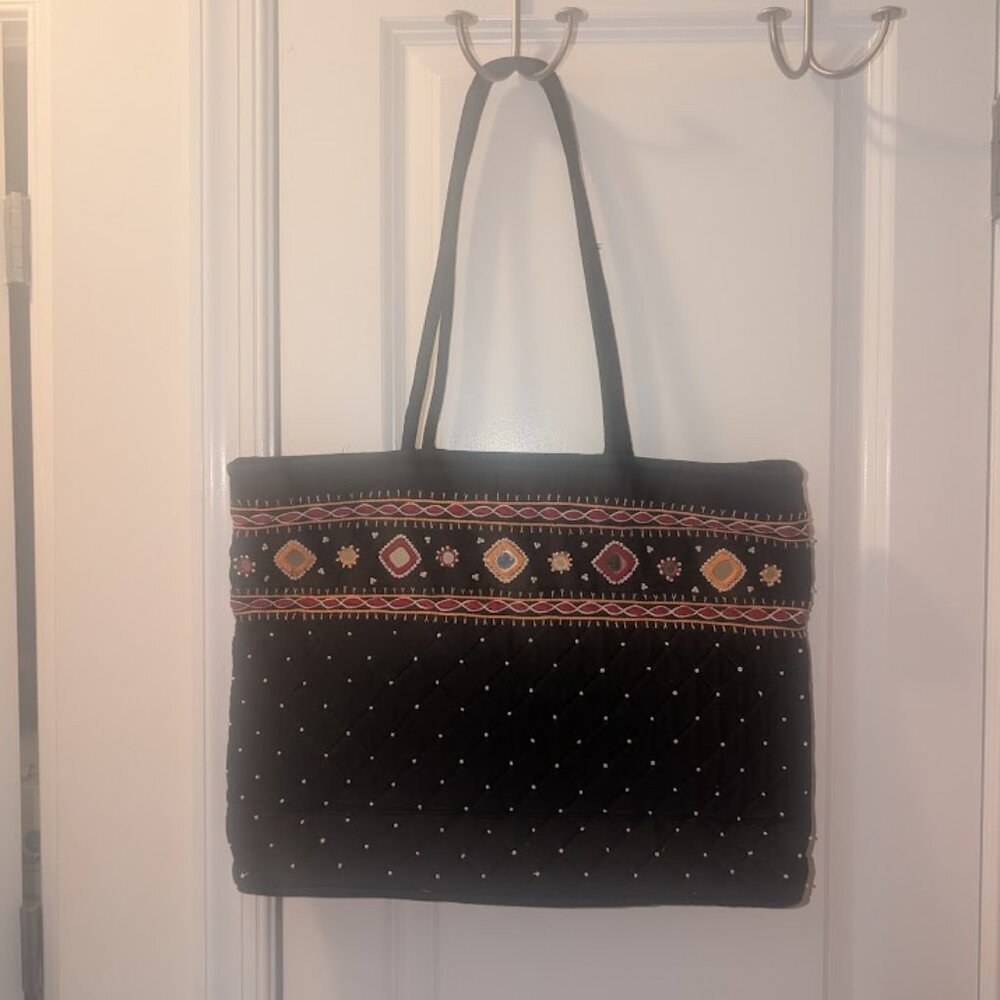 Indian-Design  Embroidered Black Tote Bag
